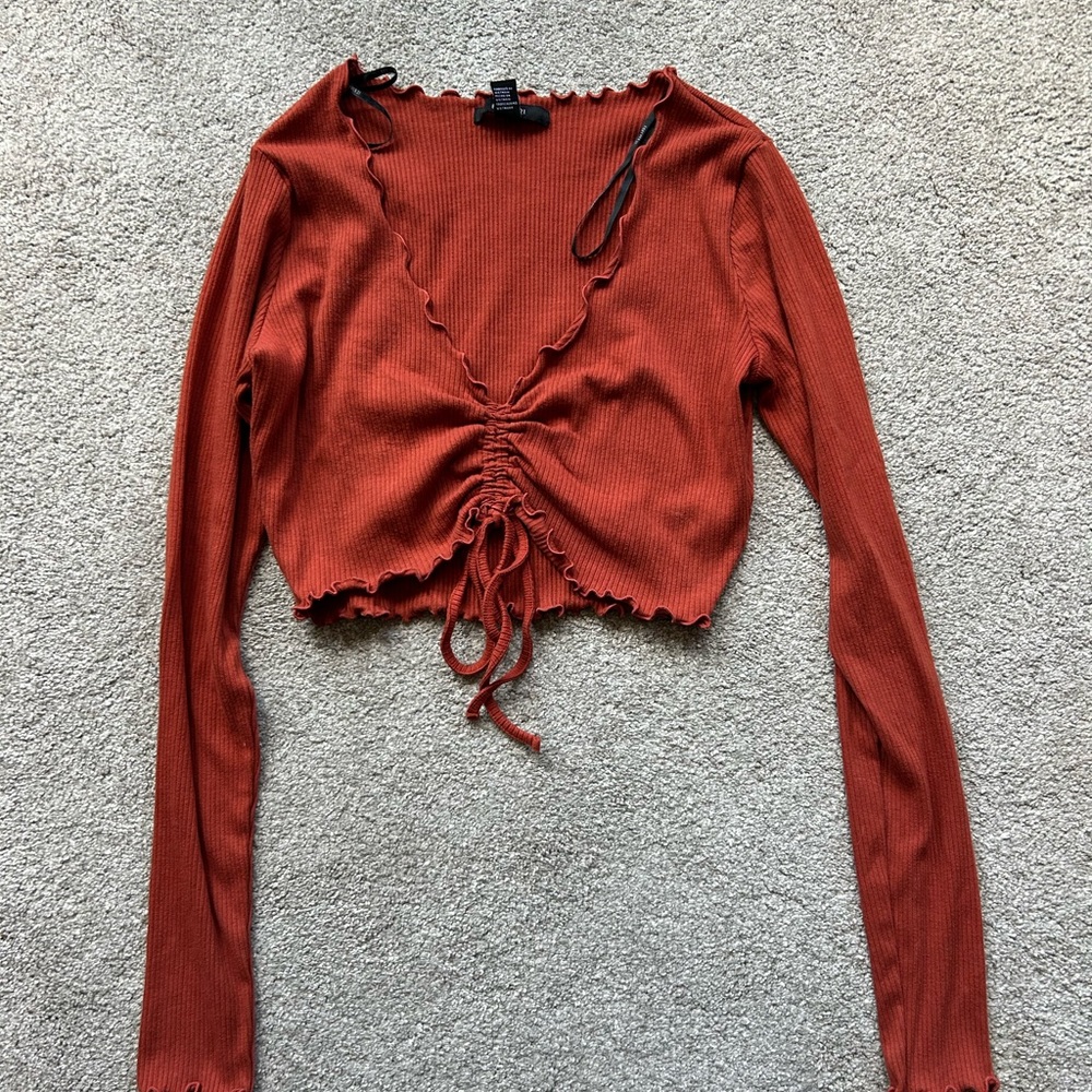 Forever 21 Rust Ruched Front Blouse